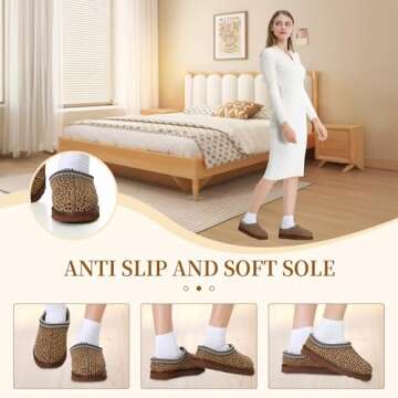 DEYUE Women's Slipper Platform Mini Boots Indoor Slippers Slip on Fur Fleece Lined Suede Comfy Fur Fleece Lined Short Ankle Boots leopard print39