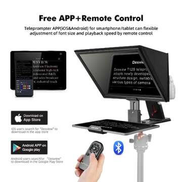 Desview T12S-1 Teleprompter, Metal Teleprompter,Compatible with Smartphone/Tablet/ipad/Camera, Easy Assembly, Carry Case Included