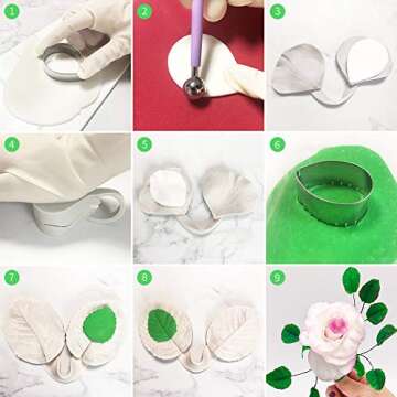 22pcs Gumpaste Flower Silicone Mold- Fondant Silicone Veining Mold, Sugarcraft Flower Making Tools for Gumpast Rose Peony Lily Calliopsis Tulips Wedding Flower Cake Decorating