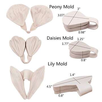 22pcs Gumpaste Flower Silicone Mold- Fondant Silicone Veining Mold, Sugarcraft Flower Making Tools for Gumpast Rose Peony Lily Calliopsis Tulips Wedding Flower Cake Decorating
