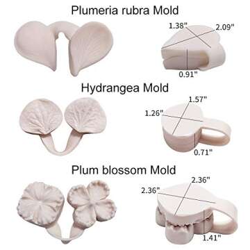 22pcs Gumpaste Flower Silicone Mold- Fondant Silicone Veining Mold, Sugarcraft Flower Making Tools for Gumpast Rose Peony Lily Calliopsis Tulips Wedding Flower Cake Decorating