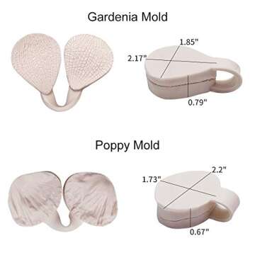 22pcs Gumpaste Flower Silicone Mold- Fondant Silicone Veining Mold, Sugarcraft Flower Making Tools for Gumpast Rose Peony Lily Calliopsis Tulips Wedding Flower Cake Decorating