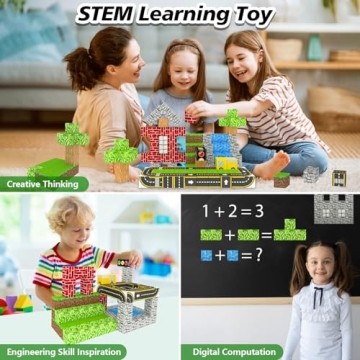 WSHIMIN 100PCS Magnetic Building Blocks for Kids Ages 4-8,Magnet STEM Sensory Toys- Mine World Build Set,Tiles Road Track,Christmas Birthday Gifts Toy