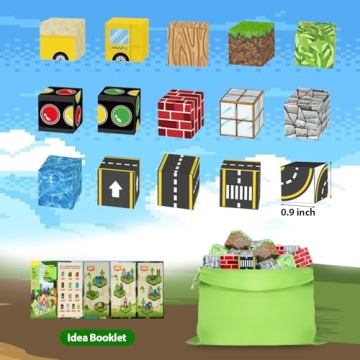 WSHIMIN 100PCS Magnetic Building Blocks for Kids Ages 4-8,Magnet STEM Sensory Toys- Mine World Build Set,Tiles Road Track,Christmas Birthday Gifts Toy