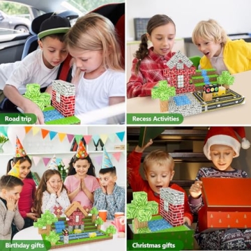 WSHIMIN 100PCS Magnetic Building Blocks for Kids Ages 4-8,Magnet STEM Sensory Toys- Mine World Build Set,Tiles Road Track,Christmas Birthday Gifts Toy