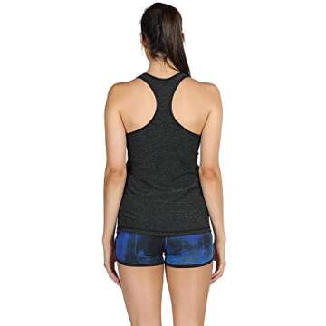 icyzone Workout Tank Tops for Women - Racerback Athletic Yoga Tops, Running Exercise Gym Shirts(Pack of 3)(M, Black/Granite/Blue)