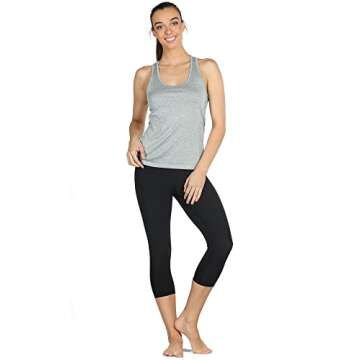 icyzone Workout Tank Tops for Women - Racerback Athletic Yoga Tops, Running Exercise Gym Shirts(Pack of 3)(M, Black/Granite/Blue)