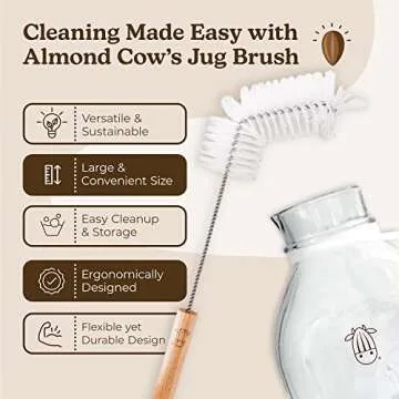 Almond Cow Bottle Brush for Milk Jugs - 13-Inch Durable Cleaner