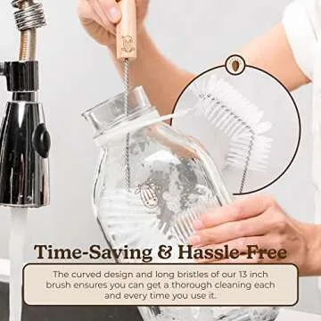 Almond Cow Bottle Brush for Milk Jugs - 13-Inch Durable Cleaner