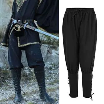 Men's Medieval Pirate Costume Pants Comfortable Style