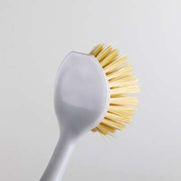 3 Pack Kitchen Dish Brush Bamboo Handle Dish Scrubber Built-in Scraper, Scrub Brush for Pans, Pots, ...