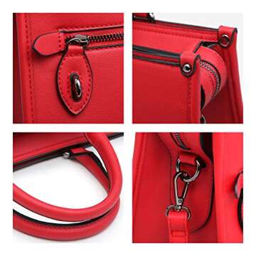 Dasein Red Women Satchel Handbag with Wallet and Strap