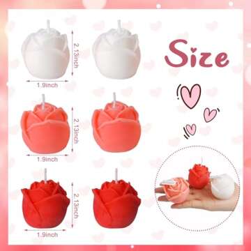 6 Pcs Valentine's Day Candles- Rose Shape Scented Candles- Handmade Rose Flower Aromatherapy Candles...