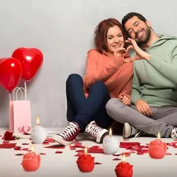 6 Pcs Valentine's Day Candles- Rose Shape Scented Candles- Handmade Rose Flower Aromatherapy Candles for Valentine's Day, Wedding, Anniversary, Birthday, Home Decor (Red, White, Orange Pink)