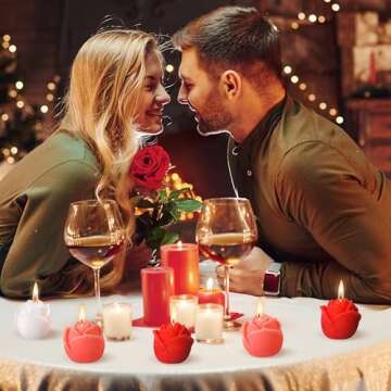 6 Pcs Valentine's Day Candles- Rose Shape Scented Candles- Handmade Rose Flower Aromatherapy Candles for Valentine's Day, Wedding, Anniversary, Birthday, Home Decor (Red, White, Orange Pink)