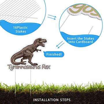 8 Pieces Dinosaur Yard Signs Outdoor Lawn Decorative Yard Sign Waterproof Corrugated Plastic Signs w...
