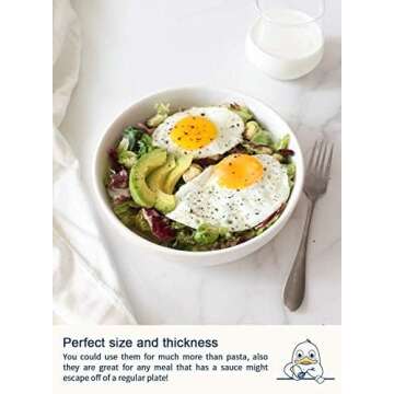 LE TAUCI Pasta Bowls 32 oz, Salad Bowls and Bowls Set, Soup Bowl, Ceramic Pasta Plates - 8 Inch, Set of 4, White