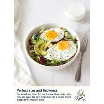 LE TAUCI Pasta Bowls 32 oz, Salad Bowls and Bowls Set, Soup Bowl, Ceramic Pasta Plates - 8 Inch, Set of 4, White