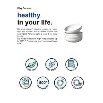 LE TAUCI Pasta Bowls 32 oz, Salad Bowls and Bowls Set, Soup Bowl, Ceramic Pasta Plates - 8 Inch, Set of 4, White