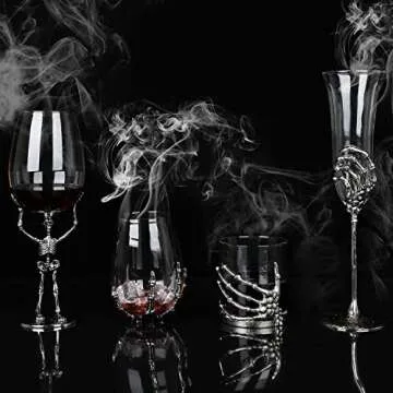 RHFF Halloween Skull Wine Glass, Skeleton Ghost Hand Wine Glass, Halloween Drinking Glasses, Skeleton Hand Goblet, Hotel Family Halloween Party Favors for Adults (C)