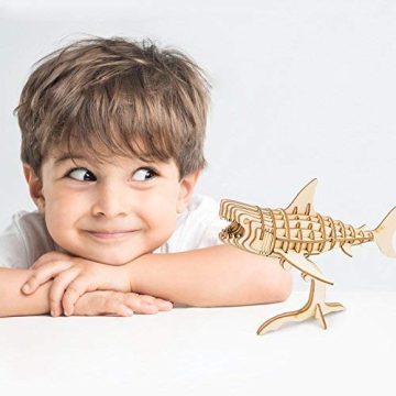 Build Your Own 3D Wooden Shark Puzzle Kit from Rolife