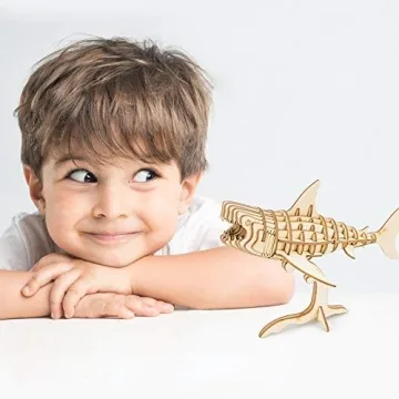 Build Your Own 3D Wooden Shark Puzzle Kit from Rolife