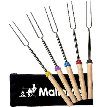 MalloMe S'mores Sticks - 32" Marshmallow Roasting Forks for Bonfire Fun - 5 Pack