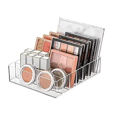 WECHENG Makeup Organizer for Eyeshadow Palette and Lipstick Organizer, 7 Section Divided Makeup Pale...