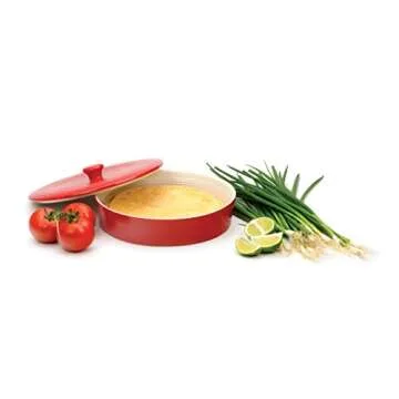 RSVP International Stoneware Tortilla Warmer & Server with Lid, Dishwasher, Microwave and Oven Safe, 10" Dia x 3", Red