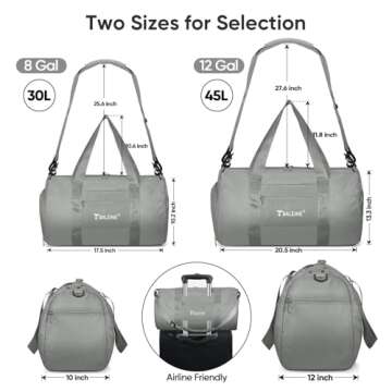 BALEINE Gym Bag for Women and Men, Small Duffel Bag for Sports, Gyms and Weekend Getaway, Waterproof Dufflebag with Shoe and Wet Clothes Compartments, Lightweight Carryon Gymbag (Silver)