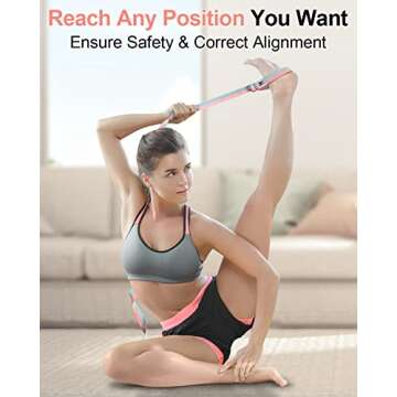 Tumaz Yoga Strap/Stretch Bands [15+ Colors, 6/8/10 Feet Options] with Extra Safe Adjustable D-Ring Buckle, Durable and Comfy Delicate Texture - Best for Daily Stretching, Physical Therapy, Fitness