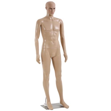 73" Adjustable Male Mannequin with Realistic Features & Metal Base