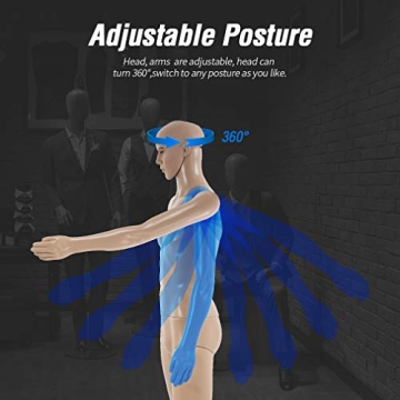 Adjustable Male Mannequin Realistic Features Metal Base