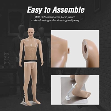 Adjustable Male Mannequin Realistic Features Metal Base