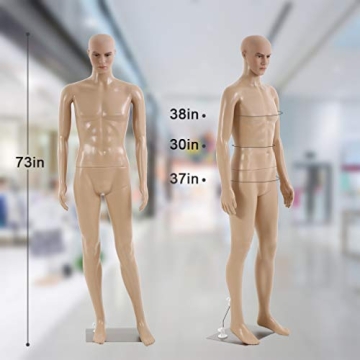 Adjustable Male Mannequin Realistic Features Metal Base