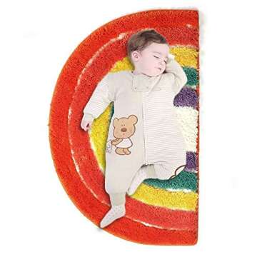 LIVEBOX Kids Play Rug, Rainbow Area Rug 20 x 32inch Personalized Bath Rug Soft Plush Non-Slip Childrens Carpet Throw Rug for Living Room Bathroom Playroom Nursery Decor Best Shower Gift