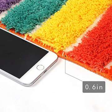 LIVEBOX Kids Play Rug, Rainbow Area Rug 20 x 32inch Personalized Bath Rug Soft Plush Non-Slip Childrens Carpet Throw Rug for Living Room Bathroom Playroom Nursery Decor Best Shower Gift