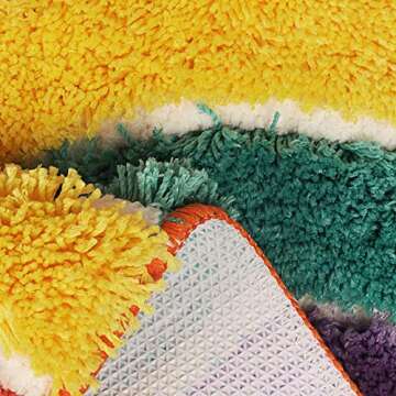 LIVEBOX Kids Play Rug, Rainbow Area Rug 20 x 32inch Personalized Bath Rug Soft Plush Non-Slip Childrens Carpet Throw Rug for Living Room Bathroom Playroom Nursery Decor Best Shower Gift