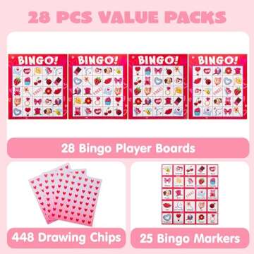 JOYIN 28 Players Valentine's Day Bingo Set for Ultimate Fun in Classrooms and Family Gatherings