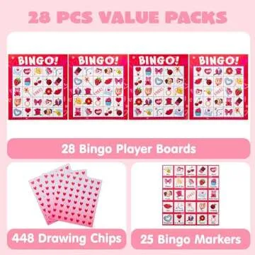 JOYIN 28 Players Valentine's Day Bingo Set for Ultimate Fun in Classrooms and Family Gatherings