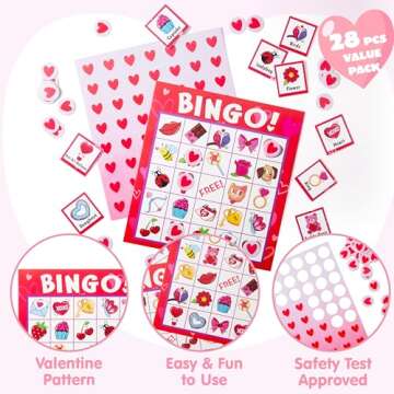 JOYIN Valentine's Day Bingo Set for Kids' Parties