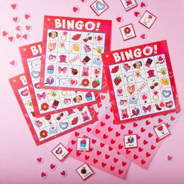 JOYIN Valentine's Day Bingo Set for Kids' Parties