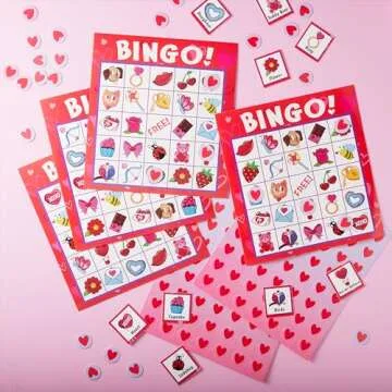 JOYIN Valentine's Day Bingo Set for Kids' Parties