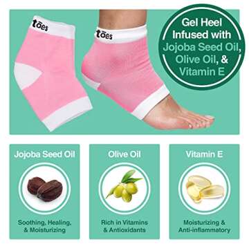 ZenToes Moisturizing Heel Socks 2 Pairs Gel Lined Toeless Spa Socks to Heal and Treat Dry, Cracked H...