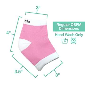 ZenToes Moisturizing Heel Socks 2 Pairs Gel Lined Toeless Spa Socks to Heal and Treat Dry, Cracked Heels While You Sleep (Regular, Pink)