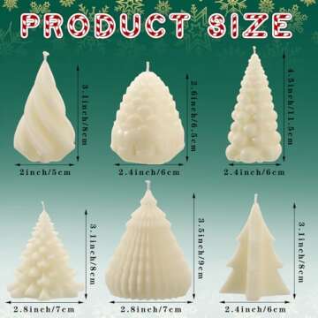 Mtlee 6 Piece Christmas Tree Soy Candles - Ideal Home Decor for Holidays