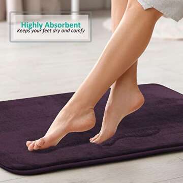 Clara Clark Bath Mat – Memory Foam Bath Mat - Soft Bathroom Rug - Non Slip and Super Absorbent - Fast Drying Machine Washable Bath Mat - Purple - Large Size 20” x 32”