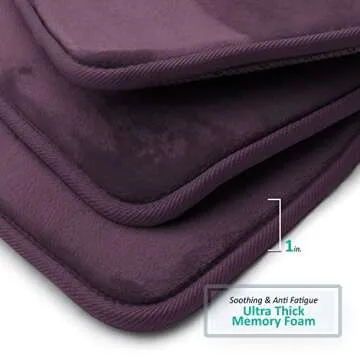 Clara Clark Bath Mat – Memory Foam Bath Mat - Soft Bathroom Rug - Non Slip and Super Absorbent - Fast Drying Machine Washable Bath Mat - Purple - Large Size 20” x 32”