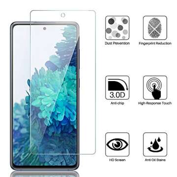4 Pack LϟK Screen Protector Designed for Samsung Galaxy S20 FE 5G Galaxy S20 FE 5G UW, New Verson, Easy Installation Tray, Tempered Glass 9H Hardness, Case Friendly