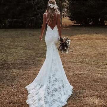 Elegant RYANTH Lace Mermaid Wedding Dress for Brides